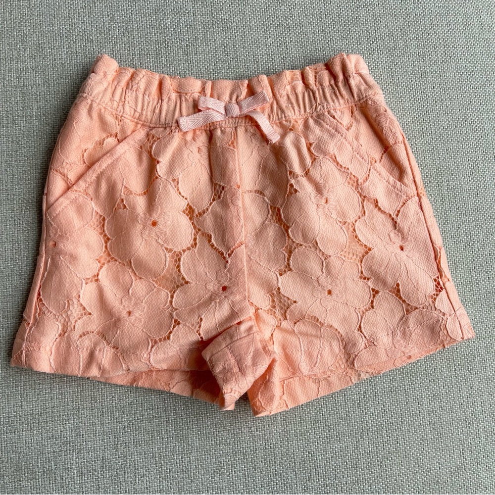 NWT Janie and Jack Tropical Peach Lace Shorts - Size 3 - Picture 2 of 9